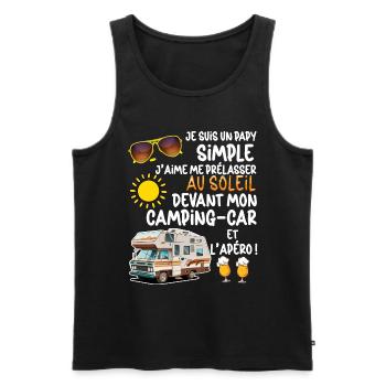Mon papy Aime Le Camping-car Humour Homme - Débardeur bio Premium Homme - noir - Devant - Michal (187cm)