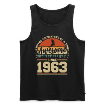 Jahrgang 1963 Geburtstag - Awesome since 1963 - Männer Premium Bio Tank Top - Schwarz - Vorne - Michal (187cm)