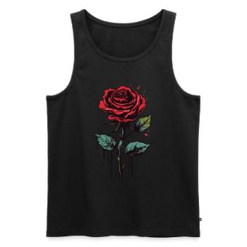 Red Rose Grunge Aesthetic Vintage Graphic Gift - Men's Premium Organic Tank Top - black - Front - Michal (187cm)