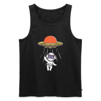 Cat Astronaut UFO Cat Lover Funny Alien - Men's Premium Organic Tank Top - black - Front - Michal (187cm)