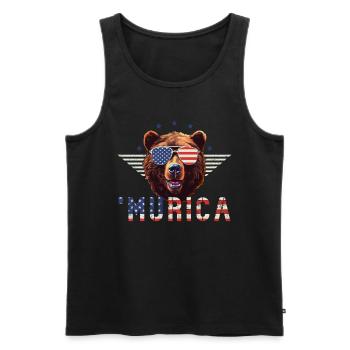 Grizzly Bear Sunglasses Murica Flag Gift - Men's Premium Organic Tank Top - black - Front - AI Model Male 178 light (178cm)