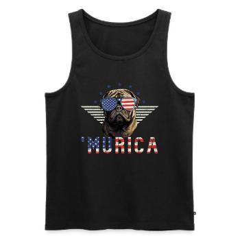 Pug Sunglasses Murica America Flag Gift - Men's Premium Organic Tank Top - black - Front - AI Model Male 178 light (178cm)