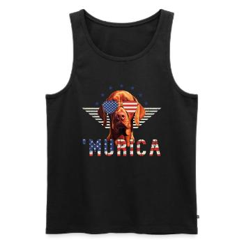 Vizsla Sunglasses Murica America Flag Gift - Men's Premium Organic Tank Top - black - Front - AI Model Male 178 light (178cm)