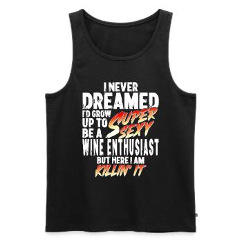Super Sexy amateur de vin vin dégustation cadeau - Débardeur bio Premium Homme - noir - Devant - AI Model Male 178 light (178cm)
