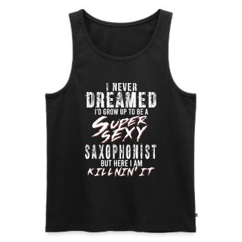 Super Sexy Saxophoniste Saxophone Cadeau Musicien - Débardeur bio Premium Homme - noir - Devant - Michal (187cm)