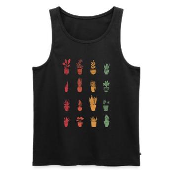 Potted Plants Retro Gardener Garden Gift Plants - Men's Premium Organic Tank Top - black - Front - Michal (187cm)