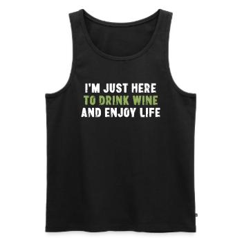 I'm Just Here To Drink Wine And Enjoy Life - Männer Premium Bio Tank Top - Schwarz - Vorne - Michal (187cm)