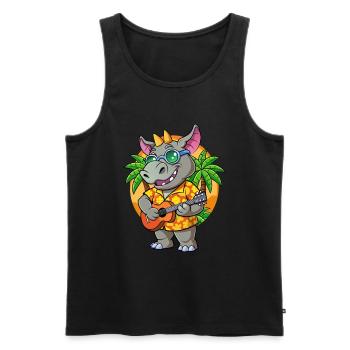 Drôle Rhino Dessin Animé Plage D’été Lunettes De Soleil Guitare - Débardeur bio Premium Homme - noir - Devant - Michal (187cm)