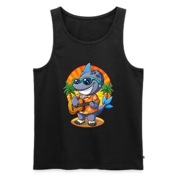 Lustige Robbe Cartoon Sommer Strand Sonnenbrille Gitarre - Männer Premium Bio Tank Top - Schwarz - Vorne - Michal (187cm)