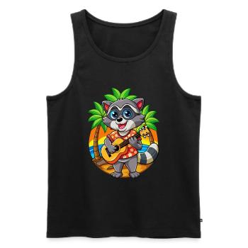 Funny Raccoon Summer Beach Sunglasses Hawaiian - Men's Premium Organic Tank Top - black - Front - Michal (187cm)