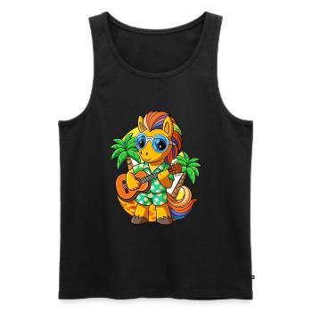 Lustige Pony Sommer Strand Sonnenbrille Hawaiianisch - Männer Premium Bio Tank Top - Schwarz - Vorne - Michal (187cm)