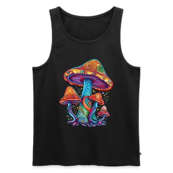 Pilze Psychedelic Magic Mushrooms Festival - Men's Premium Organic Tank Top - black - Front - AI Model Male 178 light (178cm)