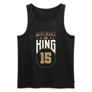 Anniversaire Roi 15 ans 15ème anniversaire Cadeau - Débardeur bio Premium Homme - noir - Devant - Michal (187cm)