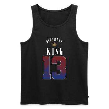 Anniversaire Roi 13 Ans 13ème Cadeau d’Anniversaire - Débardeur bio Premium Homme - noir - Devant - Michal (187cm)