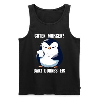 Good morning very thin ice penguin coffee - Men's Premium Organic Tank Top - black - Front - Michal (187cm)