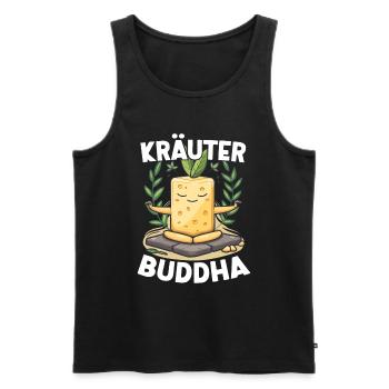 HerbesBouddha Beurre Aux Herbes Yoga Méditation Drôle - Débardeur bio Premium Homme - noir - Devant - AI Model Male 178 light (178cm)