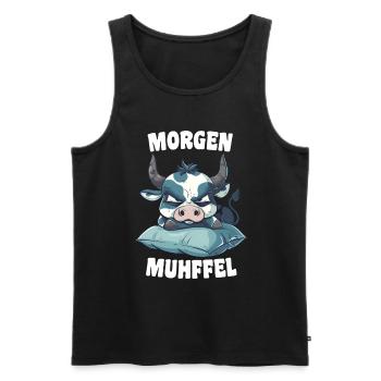 Morning Muhffel Morning Grouch Coffee Cow Sleep Shirt - Men's Premium Organic Tank Top - black - Front - Michal (187cm)