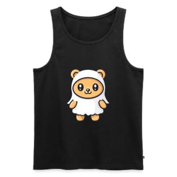 Ours Halloween Bande dessinée Fantôme - Débardeur bio Premium Homme - noir - Devant - Michal (187cm)