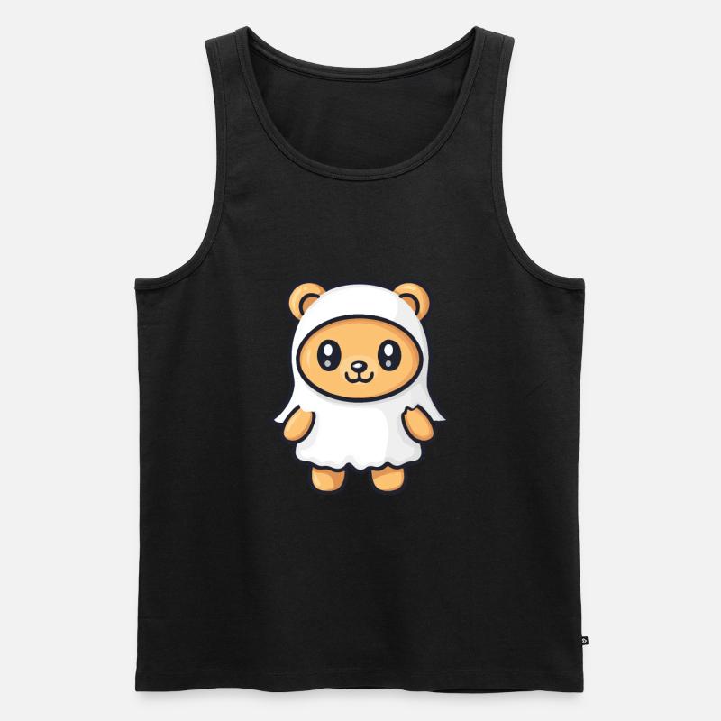 Bear Halloween Comic Ghost - Men's Premium Organic Tank Top - black