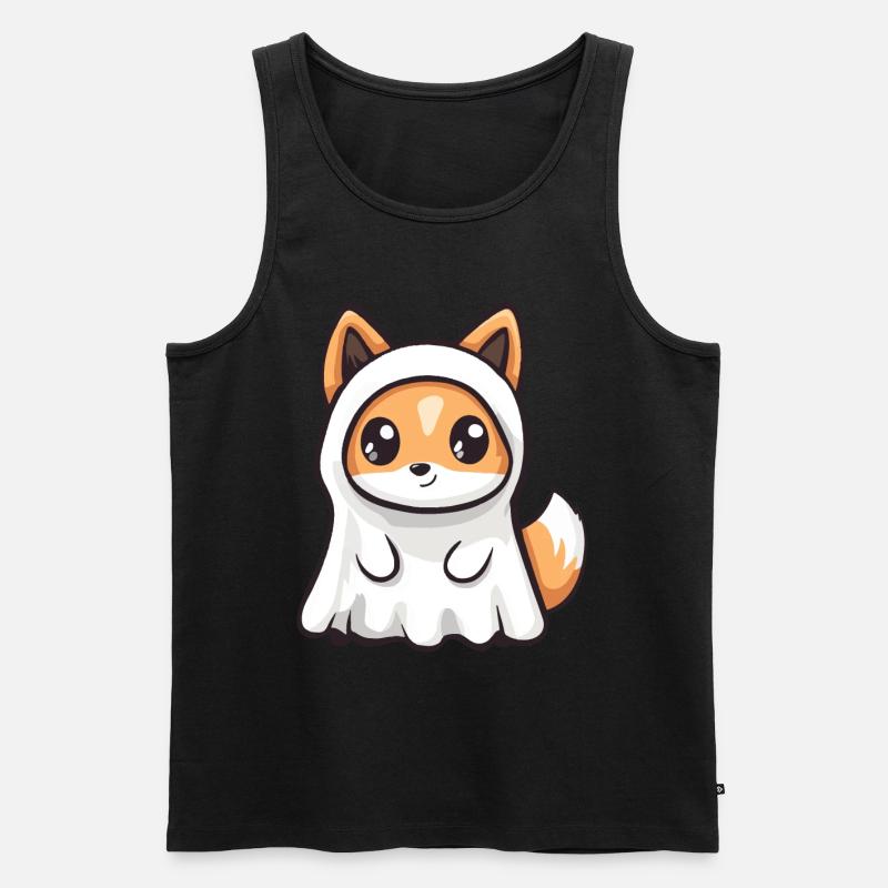 Fox Halloween Comic Ghost - Men's Premium Organic Tank Top - black