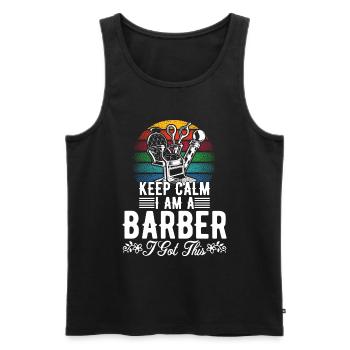 Coiffeur Cutter - Débardeur bio Premium Homme - noir - Devant - AI Model Male 178 light (178cm)