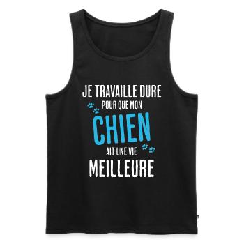 Humour Chien Vie Meilleure - Débardeur bio Premium Homme - noir - Devant - AI Model Male 178 light (178cm)