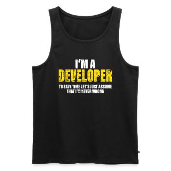 Entwickler Lustig Spruch Beruf Kollegen Geschenk - Männer Premium Bio Tank Top - Schwarz - Vorne - AI Model Male 178 light (178cm)
