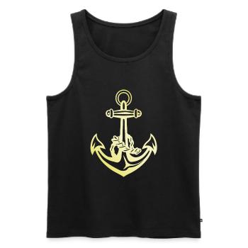 Anker Gold Hafen - Männer Premium Bio Tank Top - Schwarz - Vorne - Michal (187cm)
