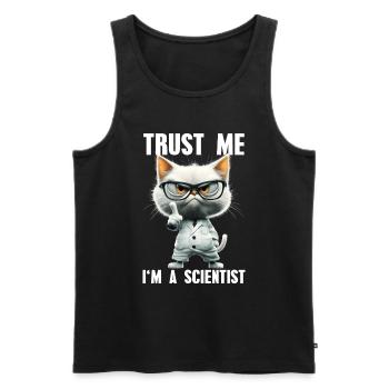 Croyez-moi, je suis un scientifique, Mème Science Cat - Débardeur bio Premium Homme - noir - Devant - Michal (187cm)