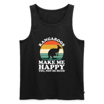 Kangaroos Make Me Happy Funny Kangaroo - Men's Premium Organic Tank Top - black - Front - AI Model Male 178 light (178cm)