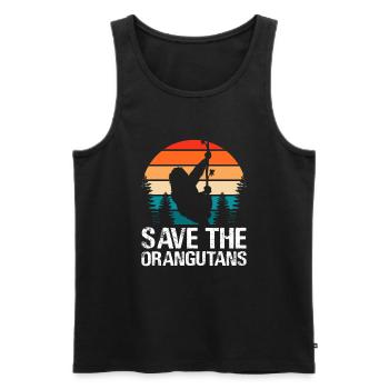Save The Orangutans - Retro Orangutan - Men's Premium Organic Tank Top - black - Front - AI Model Male 178 light (178cm)