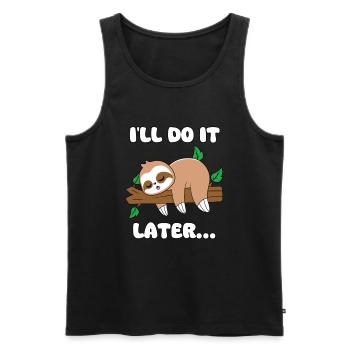 Sloth Lazy Nap Tired Slowly Sleepy Sloths - Men's Premium Organic Tank Top - black - Front - Michal (187cm)
