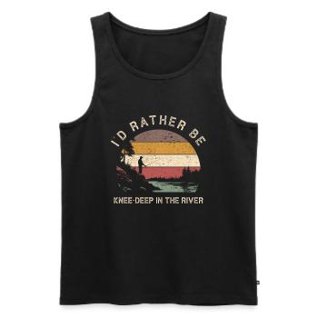 I'd Rather Be Knee Deep In The River Fishing - Men's Premium Organic Tank Top - black - Front - Michal (187cm)