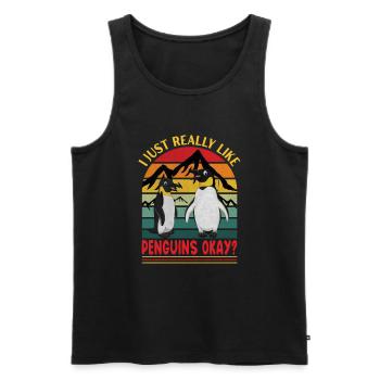 Penguin - Men's Premium Organic Tank Top - black - Front - Michal (187cm)
