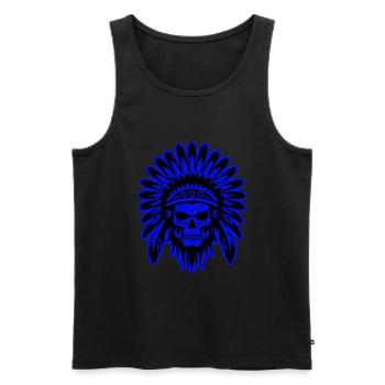 Crâne Apache Indien - Débardeur bio Premium Homme - noir - Devant - AI Model Male 178 light (178cm)