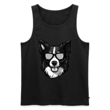 Border Collie Hund Hipster Cool Party - Männer Premium Bio Tank Top - Schwarz - Vorne - Michal (187cm)