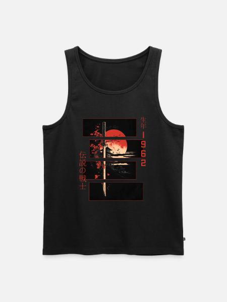 Japoński znak wojownik vintage 1962 urodziny - Ekologiczny tank top męski Premium - czarny