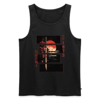 Japanische Zeichen Krieger Vintage 1973 Geburtstag - Männer Premium Bio Tank Top - Schwarz - Vorne - Michal (187cm)