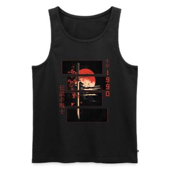 Japanische Zeichen Krieger Vintage 1990 Geburtstag - Männer Premium Bio Tank Top - Schwarz - Vorne - Michal (187cm)