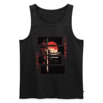 Japanische Zeichen Krieger Vintage 2007 Geburtstag - Männer Premium Bio Tank Top - Schwarz - Vorne - Michal (187cm)