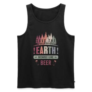 Sauvez la Terre Environnement Bière Cadeau du Jour de la Terre - Débardeur bio Premium Homme - noir - Devant - Michal (187cm)