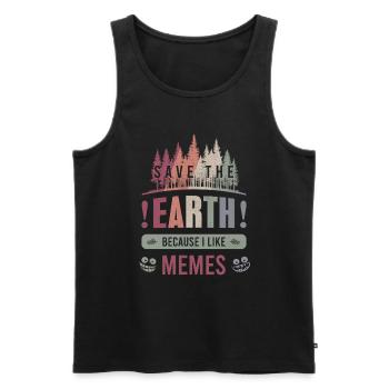 Sauvez la Terre Environnement Memes Cadeau du Jour de la Terre - Débardeur bio Premium Homme - noir - Devant - Michal (187cm)