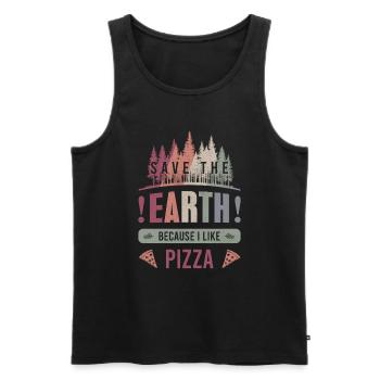 Save the Earth Environment Pizza Earth Day Gift - Men's Premium Organic Tank Top - black - Front - AI Model Male 178 light (178cm)