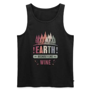 Sauvez la Terre Environnement Vin Cadeau du Jour de la Terre - Débardeur bio Premium Homme - noir - Devant - Michal (187cm)