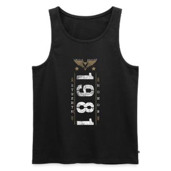 Edition Limitée 1981 Force et Honneur Anniversaire - Débardeur bio Premium Homme - noir - Devant - Michal (187cm)
