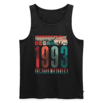 Anniversaire 1993 Vintage Janvier Rétro Cadeau - Débardeur bio Premium Homme - noir - Devant - Michal (187cm)