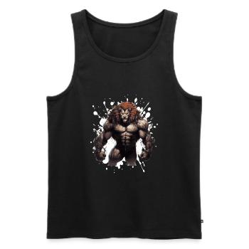 Löwe Muskeln Bodybuilding Gym - Männer Premium Bio Tank Top - Schwarz - Vorne - Michal (187cm)