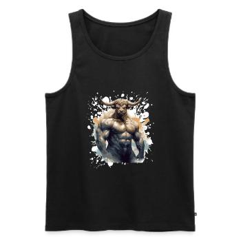 Bull Bull Muscles Musculation Bête - Débardeur bio Premium Homme - noir - Devant - Michal (187cm)