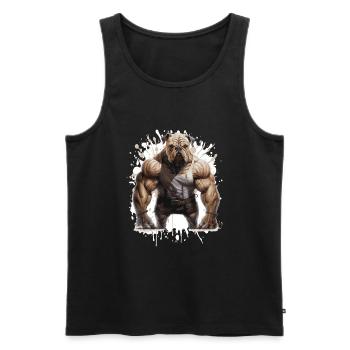 Bulldog Dog Muscles Bodybuilding - Men's Premium Organic Tank Top - black - Front - Michal (187cm)