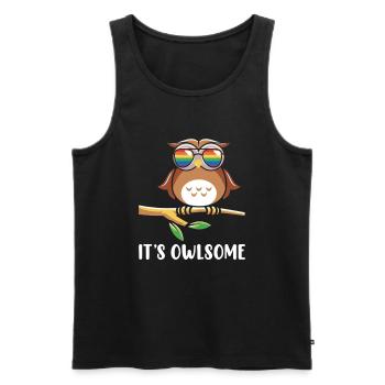 hibou amoureux des animaux hiboux - Débardeur bio Premium Homme - noir - Devant - Michal (187cm)